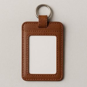 7 Passport Size Leather Luggage Tag with Card Slot and Key Ring